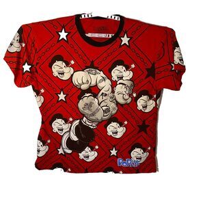 Popeye the Sailor All Over Graphic Short Sleeve T-Shirt Men's Size 3XL‎
